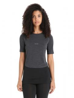 Dámské merino triko krátký rukáv ICEBREAKER Wmns 125 ZoneKnit SS Crewe, Jet Heather/Black/Metro Heather velikost: XL