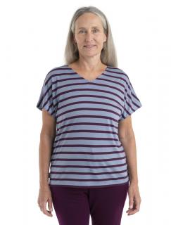 Dámské merino triko krátký rukáv ICEBREAKER Wmns Drayden Reversible SS Top Stripe, Kyanite/Nightshade velikost: L