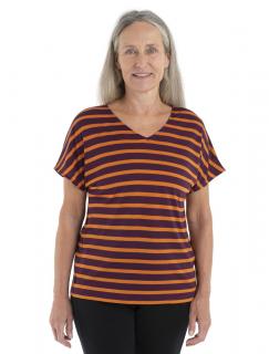Dámské merino triko krátký rukáv ICEBREAKER Wmns Drayden Reversible SS Top Stripe, Nightshade/Earth velikost: M