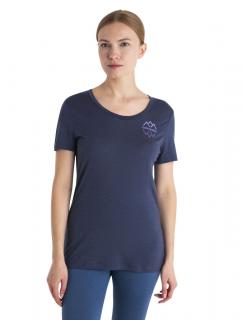 Dámské merino triko krátký rukáv ICEBREAKER Wmns Merino 150 Tech Lite III SS Scoop Tee Icebreaker Logo Reflections, Graphite velikost: M