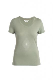 Dámské merino triko krátký rukáv ICEBREAKER Wmns Merino 150 Tech Lite III SS Scoop Tee Light Forms, Lichen velikost: M