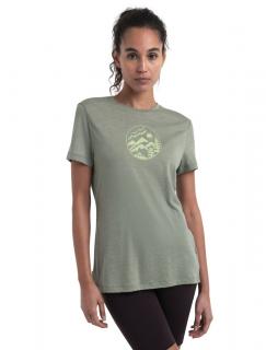 Dámské merino triko krátký rukáv ICEBREAKER Wmns Merino 150 Tech Lite III SS Tee Camping Circle, Lichen velikost: XS