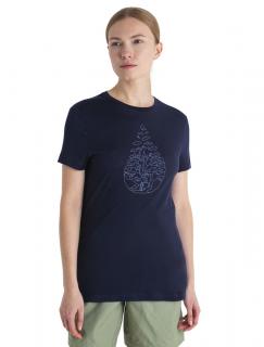 Dámské merino triko krátký rukáv ICEBREAKER Wmns Merino 150 Tech Lite III SS Tee Hike Path, Midnight Navy velikost: M