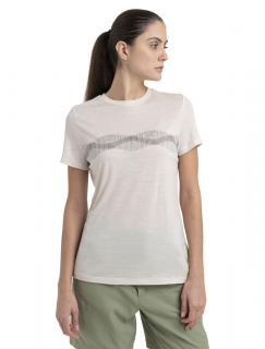 Dámské merino triko krátký rukáv ICEBREAKER Wmns Merino 150 Tech Lite III SS Tee Mountain Lines, Chalk velikost: M