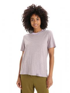 Dámské merino triko krátký rukáv ICEBREAKER Wmns Merino Linen SS Tee Stripe, Purple Haze/Algae velikost: XS