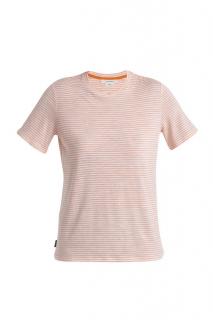 Dámské merino triko krátký rukáv ICEBREAKER Wmns Merino Linen SS Tee Stripe, Snow/Glow velikost: M