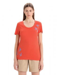 Dámské merino triko krátký rukáv ICEBREAKER Wmns Tech Lite II SS Scoop Tee Swarming Shapes, Vibrant Earth velikost: L