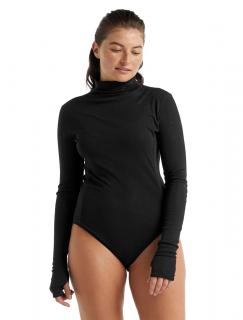 Dámské triko dlouhý rukáv  ICEBREAKER Wmns Queens LS High Neck Bodysuit, Black velikost: M