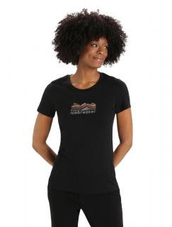 Dámské triko krátký rukáv ICEBREAKER Wmns Tech Lite II SS Tee Mountain Geology, Black velikost: M