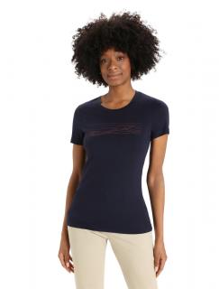 Dámské triko krátký rukáv ICEBREAKER Wmns Tech Lite II SS Tee Ski Stripes, Midnight Navy velikost: L