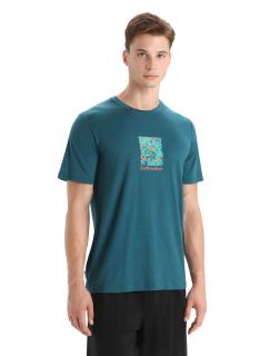 ICEBREAKER Mens Tech Lite II SS Tee Wildflower Bloom, Green Glory velikost: XL