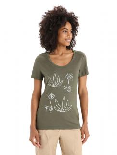 ICEBREAKER Wmns Tech Lite II SS Scoop Tee Fresh Growth, Loden velikost: M