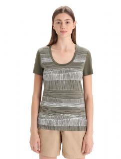 ICEBREAKER Wmns Tech Lite II SS Scoop Tee Reflection Lines, Loden velikost: L