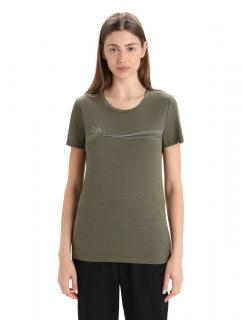 ICEBREAKER Wmns Tech Lite II SS Tee Cadence Paths, Loden velikost: XS