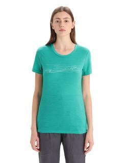 ICEBREAKER Wmns Tech Lite II SS Tee Ski Stripes, Fresh velikost: XS