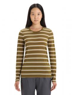 ICEBREAKER Wmns Wave LS Tee Stripe, Algae/Chalk velikost: M