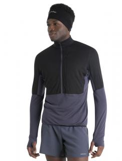 Pánská merino mikina, 1/2 zip ICEBREAKER Mens Merino 200 Realfleece™ Descender LS Half Zip, Black/Graphite/Cb velikost: L