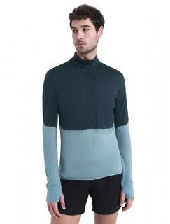 Pánská merino mikina, 1/2 zip ICEBREAKER Mens Merino 200 Realfleece™ Descender LS Half Zip, Fathom Green/Cloud Ray/Cb velikost: L