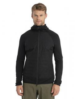 Pánská merino mikina ICEBREAKER Mens Merino Quantum Hybrid LS Zip Hoodie, Black velikost: M