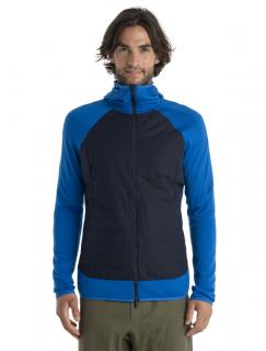 Pánská merino mikina ICEBREAKER Mens Merino Quantum Hybrid LS Zip Hoodie, Lazurite/Midnight Navy velikost: L