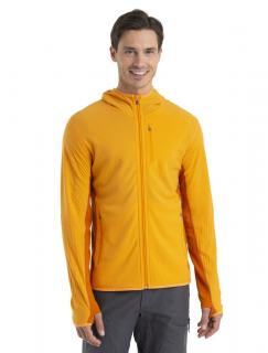 Pánská merino mikina s kapucí, zip ICEBREAKER Mens Descender LS Zip Hood, Solar/Earth velikost: L