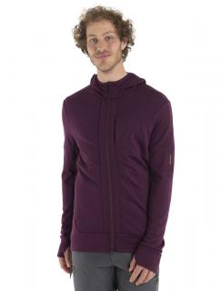 Pánská merino mikina s kapucí, zip ICEBREAKER Mens Quantum III LS Zip Hood, Nightshade velikost: L