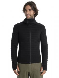 Pánská merino mikina, zip ICEBREAKER Mens Merino ZoneKnit Explore LS Zip Hoodie, Black velikost: L