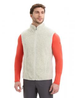 Pánská merino vesta ICEBREAKER Mens RealFleece High Pile Vest, Ecru Heather/Snow velikost: L