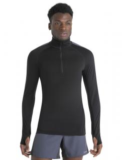 Pánské merino triko dlouhý rukáv, 1/2 zip ICEBREAKER Mens Merino 125 ZoneKnit™ LS Half Zip, Black/Graphite/Cb velikost: XL