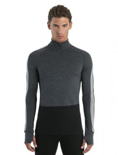 Pánské merino triko dlouhý rukáv, 1/2 zip ICEBREAKER Mens Merino ZoneKnit 200 LS Half Zip, Jet Heather/Black/Metro H velikost: L