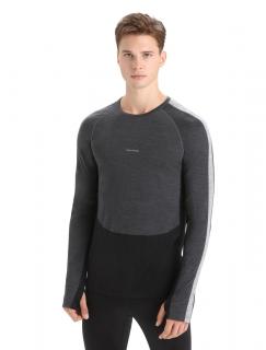 Pánské merino triko dlouhý rukáv ICEBREAKER Mens 125 ZoneKnit LS Crewe, Jet Heather/Black/Metro Heather velikost: L