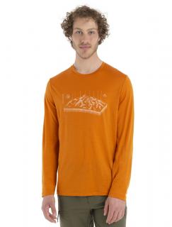 Pánské merino triko dlouhý rukáv ICEBREAKER Mens Merino 150 Tech Lite II LS Tee Alps 3D, Earth velikost: M