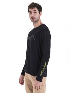 Pánské merino triko dlouhý rukáv ICEBREAKER Mens Merino 150 Tech Lite III LS Tee Peak Glow, Black velikost: L