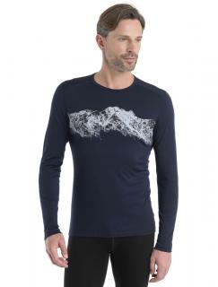 Pánské merino triko dlouhý rukáv ICEBREAKER Mens Merino 200 Oasis LS Crewe Remarkables, Midnight Navy velikost: S