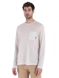 Pánské merino triko krátký rukáv ICEBREAKER Mens Merino 150 Tech Lite III LS Relaxed Pocket Tee, Ecru Heather velikost: L