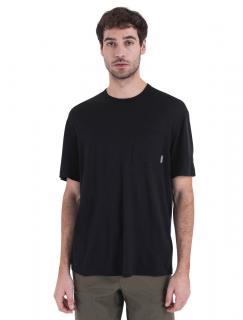 Pánské merino triko krátký rukáv ICEBREAKER Mens Merino 150 Tech Lite III SS Relaxed Pocket Tee, Black velikost: S