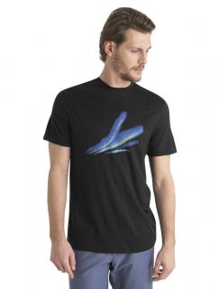 Pánské merino triko krátký rukáv ICEBREAKER Mens Merino 150 Tech Lite III SS Tee Aurora Glow, Black velikost: M