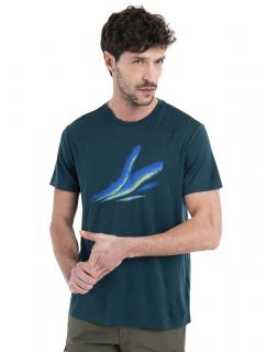 Pánské merino triko krátký rukáv ICEBREAKER Mens Merino 150 Tech Lite III SS Tee Aurora Glow, Fathom Green velikost: L