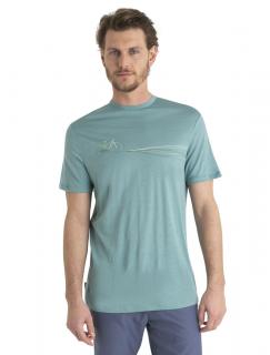 Pánské merino triko krátký rukáv ICEBREAKER Mens Merino 150 Tech Lite III SS Tee Cadence Paths, Cloud Ray velikost: M