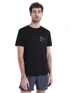 Pánské merino triko krátký rukáv ICEBREAKER Mens Merino 150 Tech Lite III SS Tee Natural Run Club 2.0, Black velikost: L