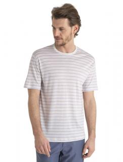 Pánské merino triko krátký rukáv ICEBREAKER Mens Merino Drayden SS Tee Stripe, Ecru Heather/Purple Gaze velikost: XL