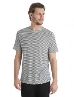 Pánské merino triko krátký rukáv ICEBREAKER Mens Merino Linen SS Tee Stripe, Snow/Midnight Navy velikost: XL