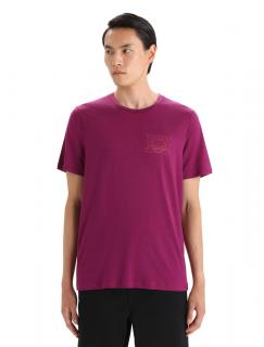 Pánské merino triko krátký rukáv ICEBREAKER Mens Tech Lite II SS Tee Mountain Sunset, Go Berry velikost: M