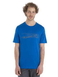 Pánské merino triko krátký rukáv ICEBREAKER Mens Tech Lite II SS Tee Ski Stripes, Lazurite velikost: M