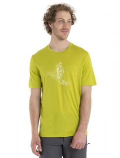 Pánské merino triko krátký rukáv ICEBREAKER Mens Tech Lite II SS Tee Skiing Yeti, Bio Lime velikost: M