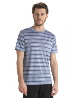 Pánské merino triko krátký rukáv ICEBREAKER Mens Wave SS Tee Stripe, Kyanite/Dawn/Snow velikost: M