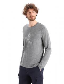 Pánské triko dlouhý rukáv ICEBREAKER Mens Tech Lite II LS Tee Skiing Yeti, Gritstone Heather velikost: L