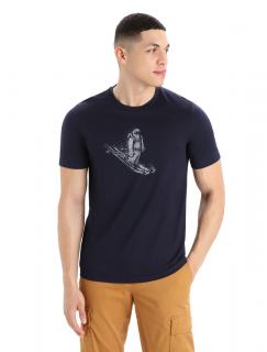 Pánské triko krátký rukáv ICEBREAKER Mens Tech Lite II SS Tee Skiing Yeti, Midnight Navy velikost: L