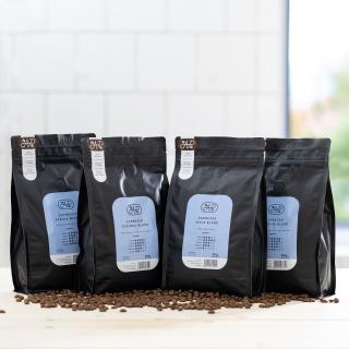 Balíček káv Espresso 100% arabika 4 x 500g - Mletí: Středně mletá káva - pro většinu automatických kávovarů a překapávačů, pro moka konvičku (mletí…