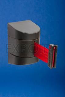 Nástěnná kazeta s páskou 10 m a brzdou Název: černý kryt, červená páska